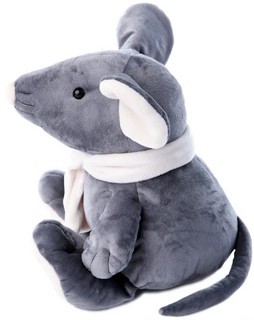 Мягкая игрушка Мышь серая в белом шарфике, 26 см, Лапкин 3