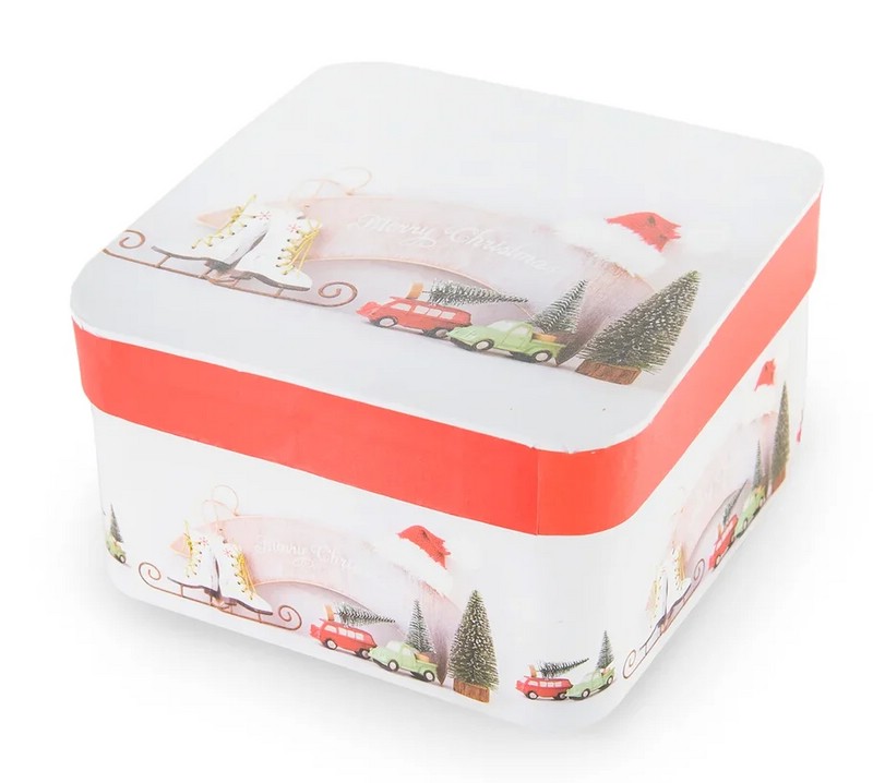 Коробка упаковочная квадратная №1 (красно-белая)