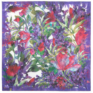 Павловопосадский платок сиреневый 100% хлопок 70-70, артикул 10519-15 2