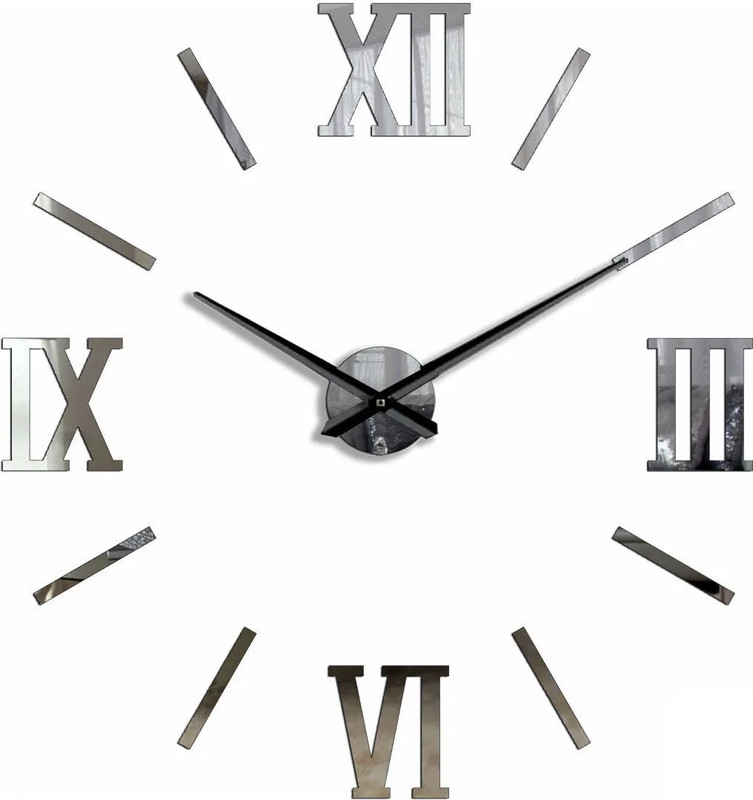 Часы настенные 3D самоклеящиеся, Римские, 70-120 см, Эврика