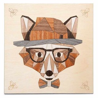 Картина на дереве в технике маркетри 'Сэр Лис' КОТЕИН