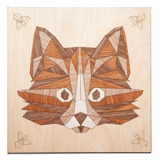 Картина на дереве в технике маркетри 'Мудрый кот' КОТЕИН