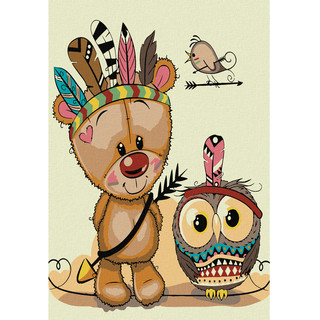 Картина по номерам 'Медвежонок-индеец' 21 х 31 см