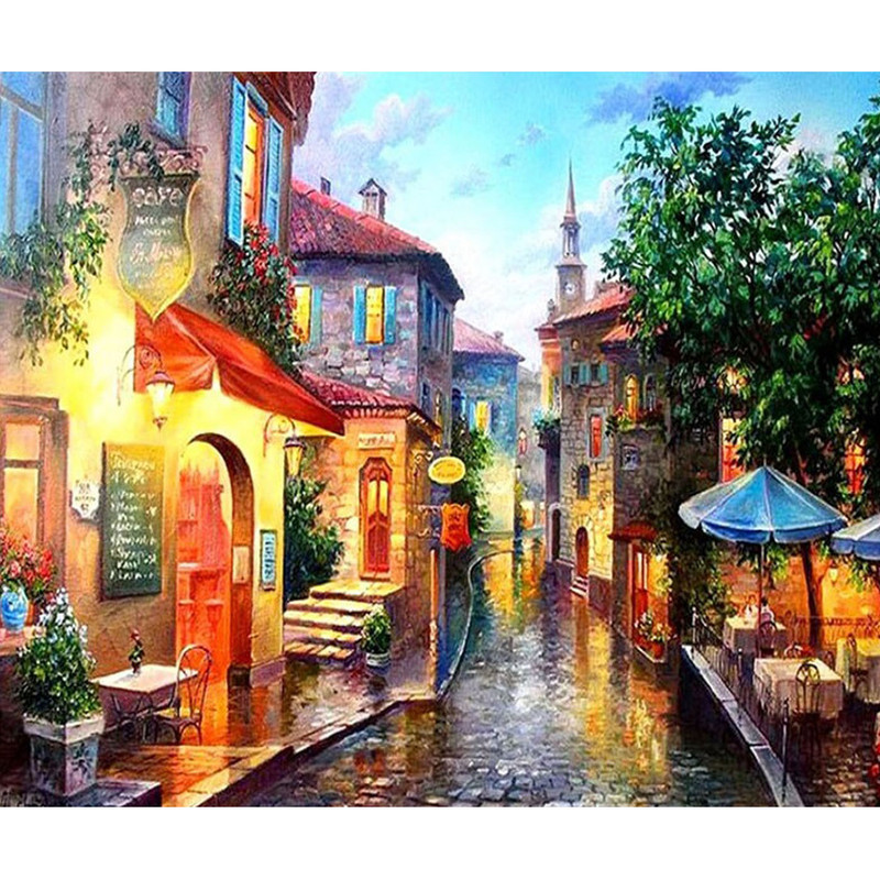 Алмазная мозаика KM0213 'Тихая улочка' 30 х 30 см
