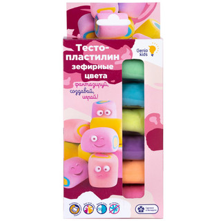 Набор для детской лепки 'Тесто-пластилин. Зефирные цвета' 6 цветов GENIO KIDS