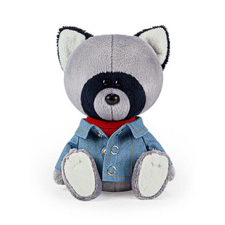 Енот Лёка в красной майке и джинсовке 15 см 1