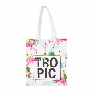 Эко-сумка шоппер с принтом 'Tropic' (белая) 1