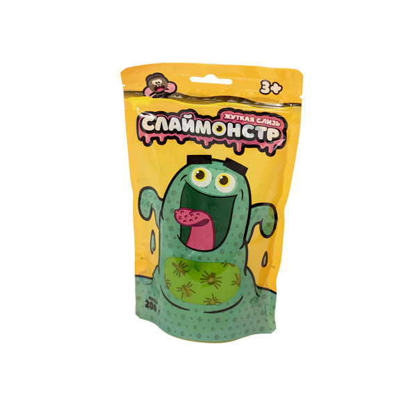 Игрушка 'Слаймонстр', с фигурками насекомых, желтый (200 грамм) Волшебный мир