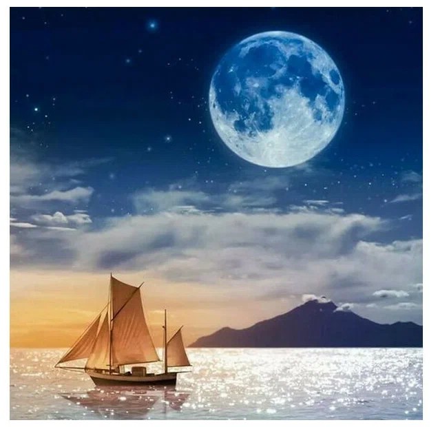 Алмазная мозаика 'Ночь над морем' 30х30 см