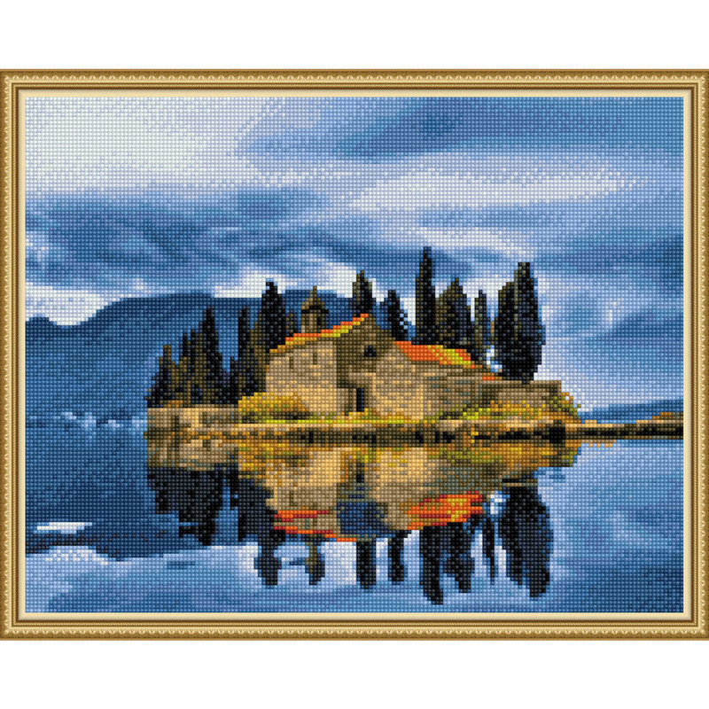 Алмазная мозаика с нанесенной рамкой 'Черногория' 50х40 см, 28 цветов