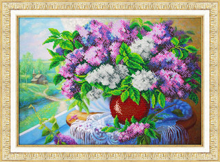 Набор для вышивания бисером 'Сирень у окна', 40х28 см, арт. Б-1259 Паутинка, цвет разноцветный