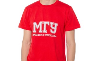 Футболка с надписью МГУ имени М.В. Ломоносова на русском языке