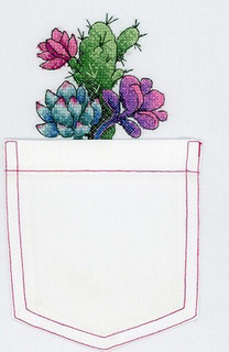 Набор для вышивания крестом на одежде Жар-Птица "Кактус и суккуленты", 8x8 см, арт. В-240, цвет разноцветный