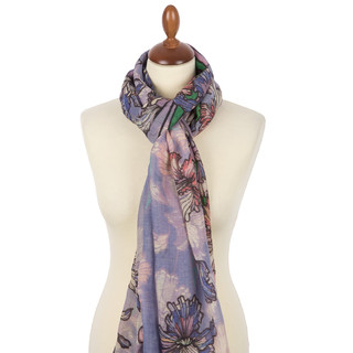 Павловопосадский палантин голубой 100% шерсть 80-230, артикул 10755-13 2