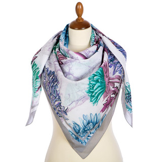 Павловопосадский платок серый 100% хлопок 115-115, артикул 10603-2 1