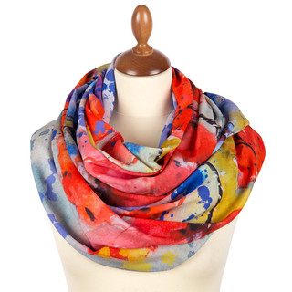 Павловопосадский палантин голубой набивной вискоза 80-200, артикул 10365-13 2