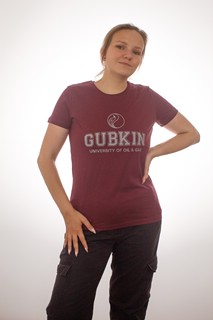 Футболка с логотипом РГУ нефти и газа (женская)