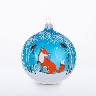 Шар 'Первый снег' стекло, 9.5 см, артикул С2002 (лисичка и за...