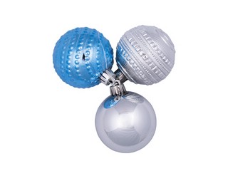 Гроздь из 3-х фигурных шаров 'Греческий узор': голубой + 2 се...