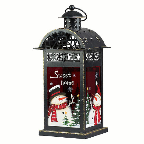 Фонарь рождественский винтажный высокий (металл/стекло красное) 15х13х30 см