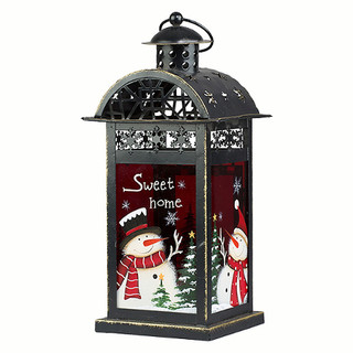 Фонарь рождественский винтажный высокий (металл/стекло красно...