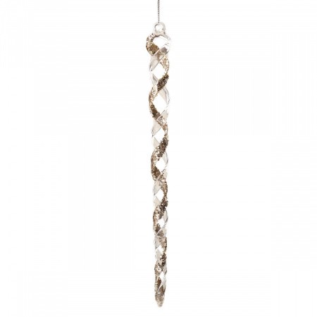 Сосулька витая, прозрачная/шампань, 24 см, стекло, Holiday Classics