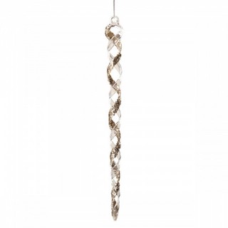 Сосулька витая, прозрачная/шампань, 24 см, стекло, Holiday Cl...