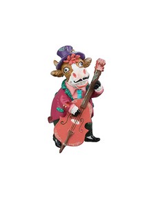 Бык "Музыкант" с контрабасом, полистоун, 7,5х7х9 см, артикул ...