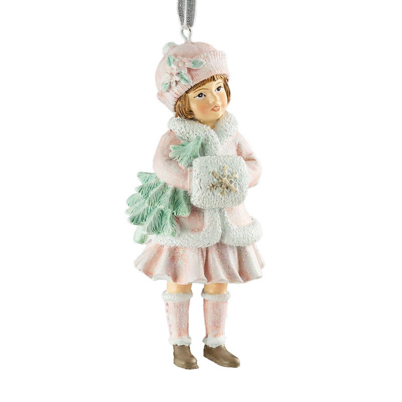 Украшение 'Девочка с елочкой' 10 см, полирезина, артикул 51363
