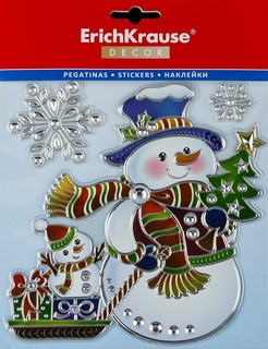 Набор наклеек 'Снеговик с подарками' 18х23 см, артикул 50884