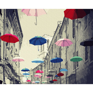 Картина по номерам 'Разноцветные зонтики', 40x50 см, 26 цветов 