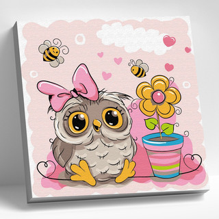 Картина по номерам 'Совенок с цветком' 20х20 см, Molly 3