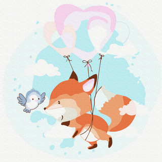 Картина по номерам 'Лисичка с шариком', 20x20 см, 13 цветов 