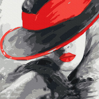 Картина по номерам 'Дама в красной шляпе' (13 цветов), 30х30 см