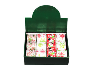 Лента для декорирования "Снеговички и снежинки" красно-зелено...