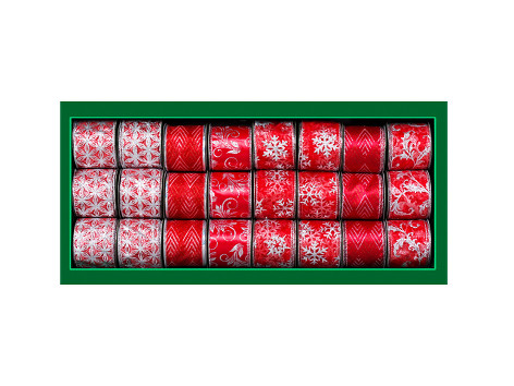 Лента для декорирования красно-серебряная, 5 мх6,5 см