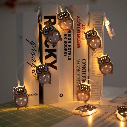 Гирлянда 'Совы' (теплый белый), LED, на батарейках, артикул 