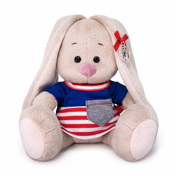 Зайка Ми в морской футболке. Размер 15 см