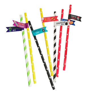 Трубочки для коктейля 'Мальчикам', с флажком, 8 штук в наборе...