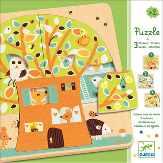 Трехслойный пазл 'Дом-дерево' DJECO, цвет разноцветный