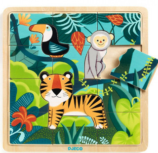 Деревянный пазл 'Джунгли' DJECO, цвет разноцветный