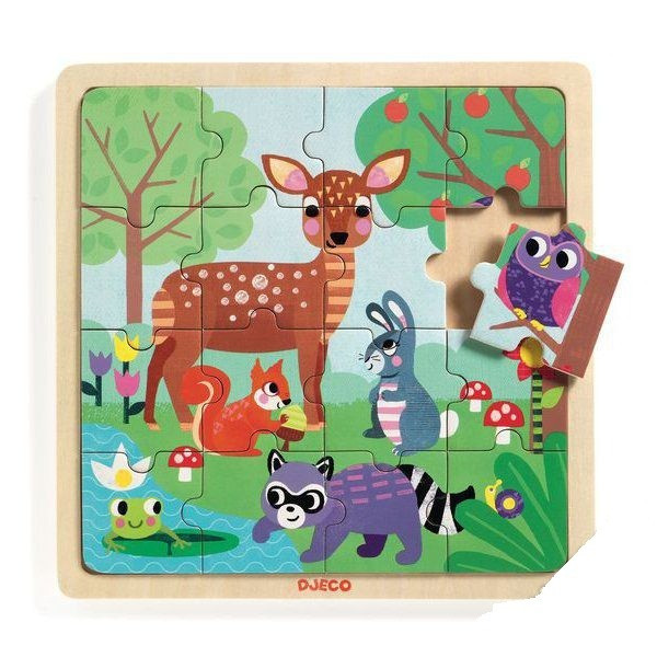 Деревянный пазл 'Лето в лесу' DJECO, цвет разноцветный