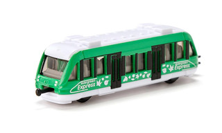 Пригородный поезд с дорожным знаком и лентой-дорогой 2