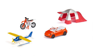 Набор 'Машина, мотоцикл, водный самолет, палатка'
