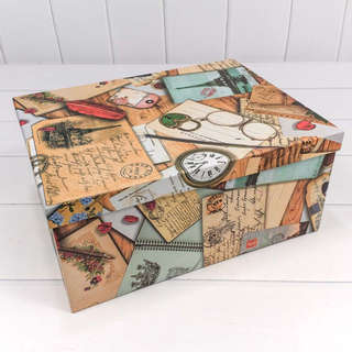 Коробка прямоугольная 'Почтовые открытки' 24х17.5х10.5 см