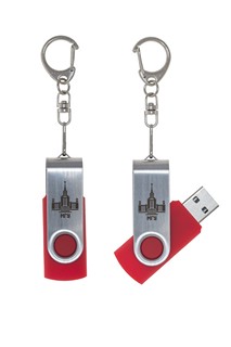 Флэшка-брелок в подарочной упаковке с логотипом МГУ имени М.В. Ломоносова, цвет красный 1