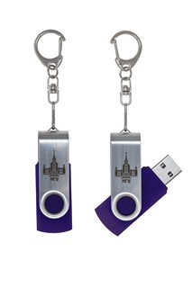 Флэшка-брелок в подарочной упаковке с логотипом МГУ имени М.В. Ломоносова, цвет фиолетовый 1