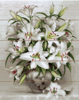 Картина по номерам на дереве 'Бузин. Букет белых лилий', 40х50 см, арт. KD0732 Molly