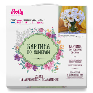 Картина по номерам 'Букет махровых ромашек' (24 цвета), 30х30 см  2