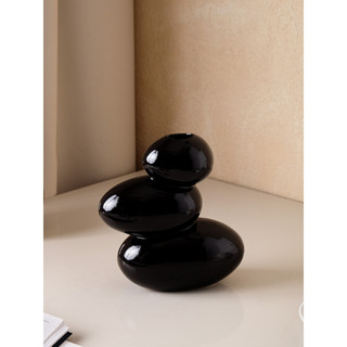 Ваза керамическая 'Сбалансированные камни', настольная, чёрная, 20 см 4